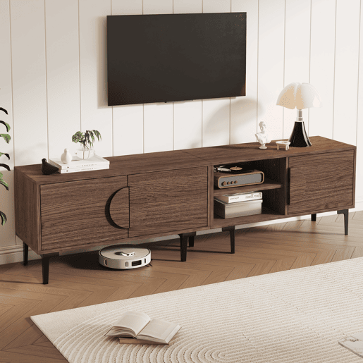 Móvel de TV 180 cm de painel de partículas com 3 portas,noz Móvel de TV 180 cm de painel de partículas com 3 portas,noz