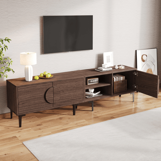 Móvel de TV 180 cm de painel de partículas com 3 portas,noz Móvel de TV 180 cm de painel de partículas com 3 portas,noz