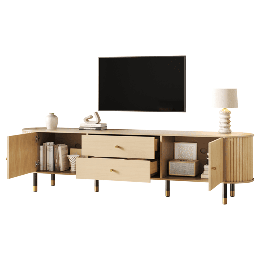 Móvel de TV 180 cm de mdf com 2 portas e 2 gavetas,madeira clara