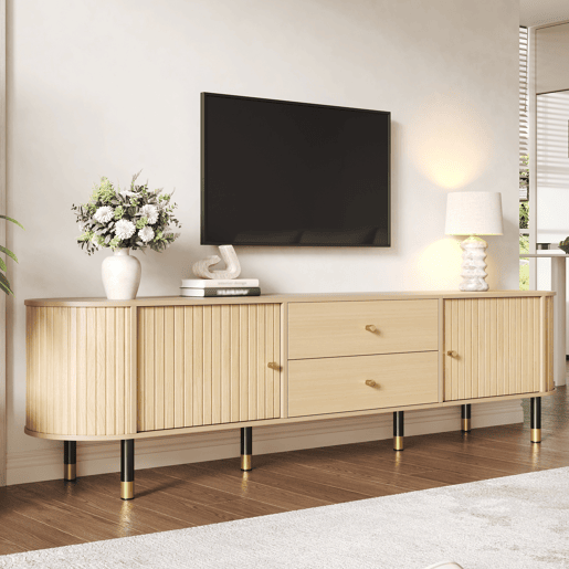 Móvel de TV 180 cm de mdf com 2 portas e 2 gavetas,madeira clara