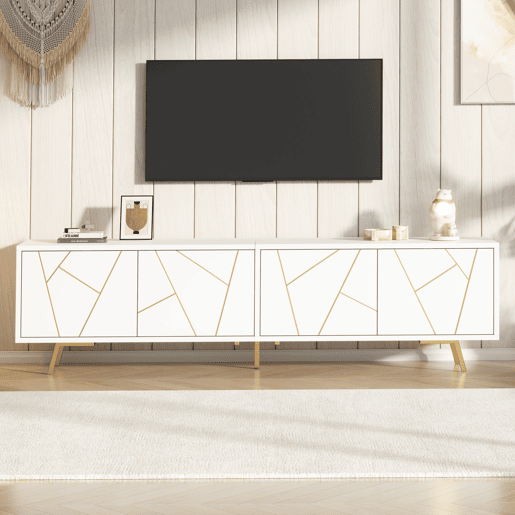 Móvel de TV 190 cm de painel de partículas com 4 portas,branco