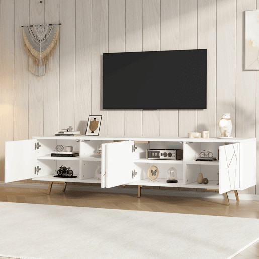 Móvel de TV 190 cm de painel de partículas com 4 portas,branco