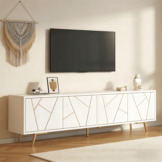 Móvel de TV 190 cm de painel de partículas com 4 portas,branco