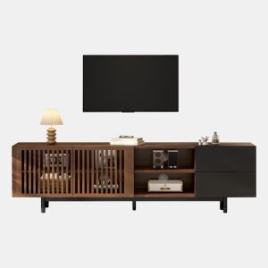 Móvel de TV 160 cm de mdf com 2 portas e 2 gavetas,madeira+preto