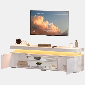 Móvel de TV 150 cm de painel de partículas com 3 portas e luz led,branco