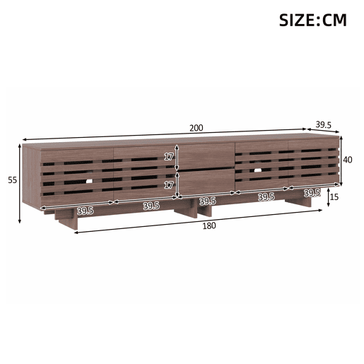 Móvel de TV 200 cm de mdf com 4 portas e 2 gavetas,noz Móvel de TV 200 cm de mdf com 4 portas e 2 gavetas,noz
