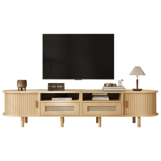 Móvel de TV 170 cm de mdf com 2 portas e 2 gavetas,madeira clara Móvel de TV 170 cm de mdf com 2 portas e 2 gavetas,madeira clara