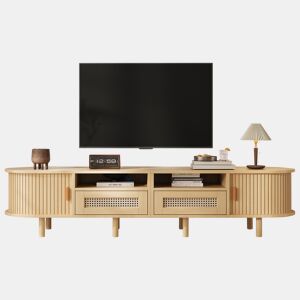 Móvel de TV 170 cm de mdf com 2 portas e 2 gavetas,madeira clara
