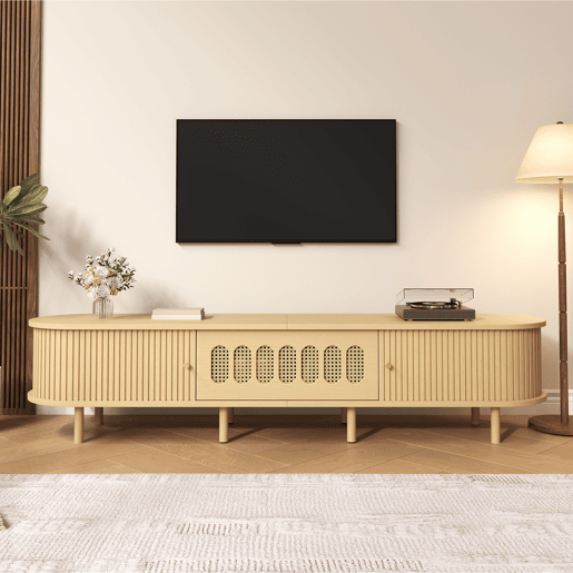 Móvel de TV 180 cm de mdf com 3 portas,natural Móvel de TV 180 cm de mdf com 3 portas,natural