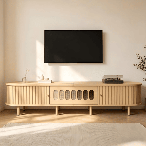 Móvel de TV 180 cm de mdf com 3 portas,natural Móvel de TV 180 cm de mdf com 3 portas,natural