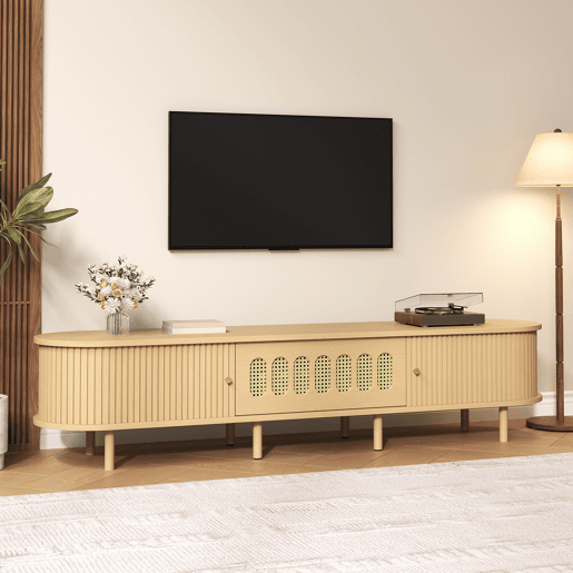 Móvel de TV 180 cm de mdf com 3 portas,natural Móvel de TV 180 cm de mdf com 3 portas,natural