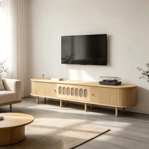 Móvel de TV 180 cm de mdf com 3 portas,natural Móvel de TV 180 cm de mdf com 3 portas,natural
