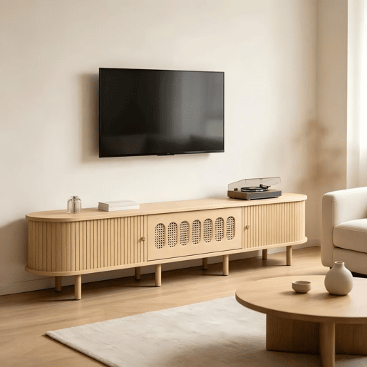Móvel de TV 180 cm de mdf com 3 portas,natural Móvel de TV 180 cm de mdf com 3 portas,natural