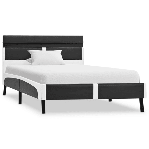 Estrutura de cama de solteiro para adultos c LED 90x200 cm couro artificial cinzento Estrutura de cama de solteiro para adultos c LED 90x200 cm couro artificial cinzento