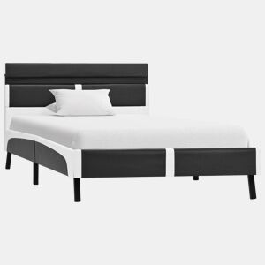 Estrutura de cama de solteiro para adultos c LED 90x200 cm couro artificial cinzento