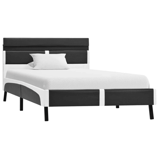 Estrutura de cama de solteiro para adultos c LED 90x200 cm couro artificial cinzento Estrutura de cama de solteiro para adultos c LED 90x200 cm couro artificial cinzento