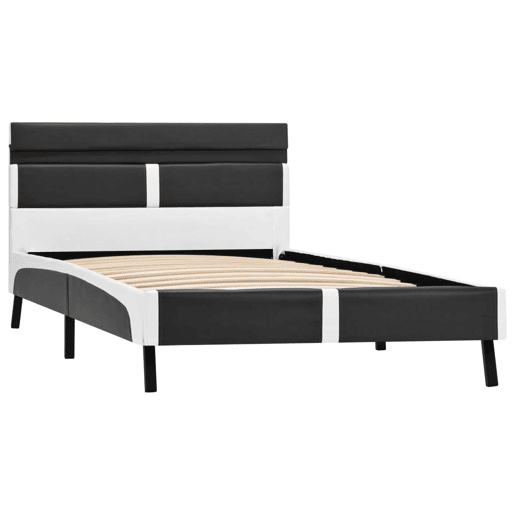 Estrutura de cama de solteiro para adultos c LED 90x200 cm couro artificial cinzento Estrutura de cama de solteiro para adultos c LED 90x200 cm couro artificial cinzento
