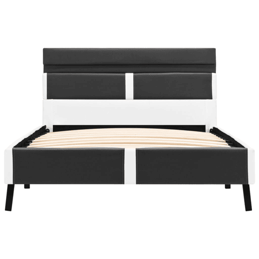 Estrutura de cama de solteiro para adultos c LED 90x200 cm couro artificial cinzento Estrutura de cama de solteiro para adultos c LED 90x200 cm couro artificial cinzento