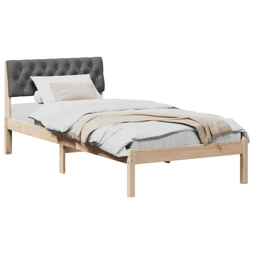 Estrutura de cama de solteiro simple, castanho e cinzento-escuro 90 x 200 cm