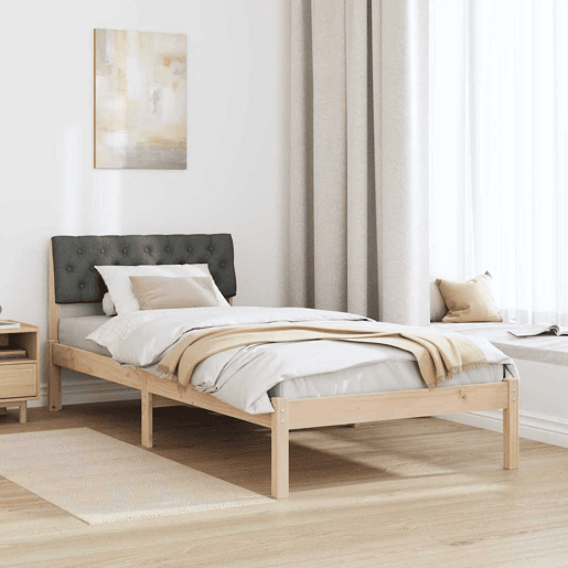 Estrutura de cama de solteiro simple, castanho e cinzento-escuro 90 x 200 cm