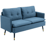 Sofá moderno de 2 lugares para sala de estar com 4 almofadas, apoios de braço e pés de aço, capacidade de carga de 240 kg, 139x68x80 cm, azul