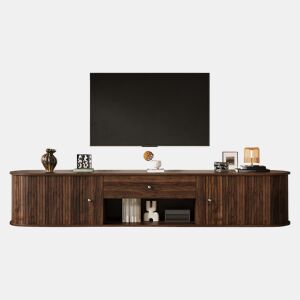 Móvel de TV 180 cm de painel de partículas com 2 portas e 1 gaveta,madeira escura