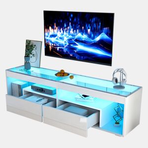 Móvel de TV 180 cm de painel de partículas com 2 gavetas e luz led,branco