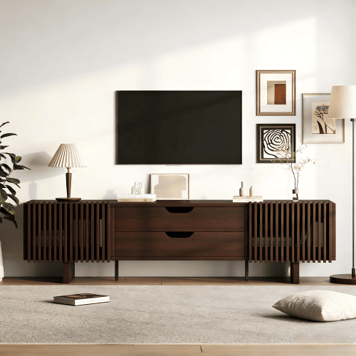 Móvel de TV 180 cm de mdf com 2 portas e 2 gavetas,noz Móvel de TV 180 cm de mdf com 2 portas e 2 gavetas,noz