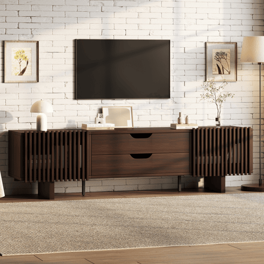 Móvel de TV 180 cm de mdf com 2 portas e 2 gavetas,noz Móvel de TV 180 cm de mdf com 2 portas e 2 gavetas,noz