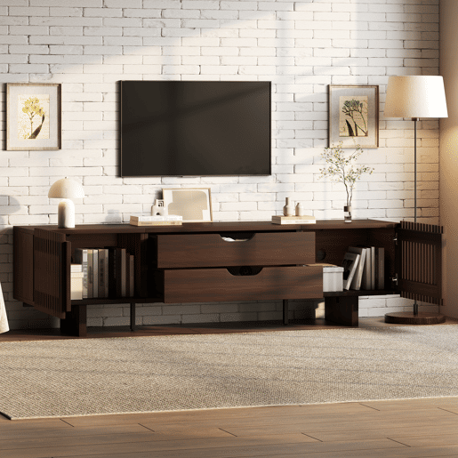 Móvel de TV 180 cm de mdf com 2 portas e 2 gavetas,noz Móvel de TV 180 cm de mdf com 2 portas e 2 gavetas,noz