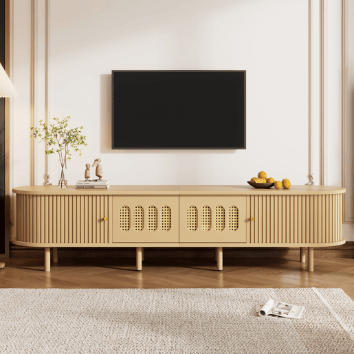 Móvel de TV 180 cm de mdf com 2 portas e 2 gavetas,natural Móvel de TV 180 cm de mdf com 2 portas e 2 gavetas,natural
