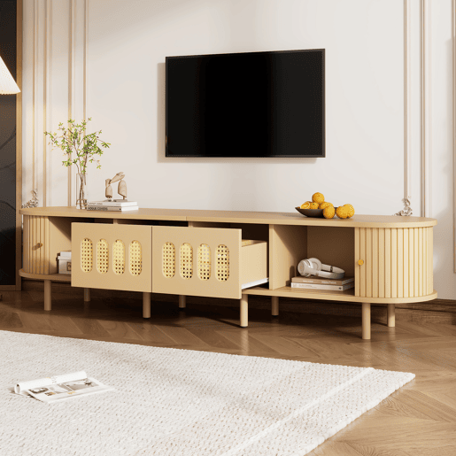 Móvel de TV 180 cm de mdf com 2 portas e 2 gavetas,natural Móvel de TV 180 cm de mdf com 2 portas e 2 gavetas,natural