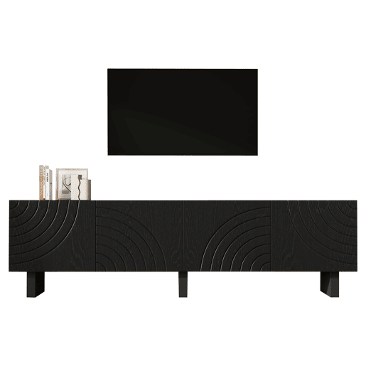 Móvel de TV 180 cm de painel de partículas com 4 portas,preto Móvel de TV 180 cm de painel de partículas com 4 portas,preto