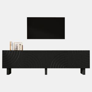 Móvel de TV 180 cm de painel de partículas com 4 portas,preto