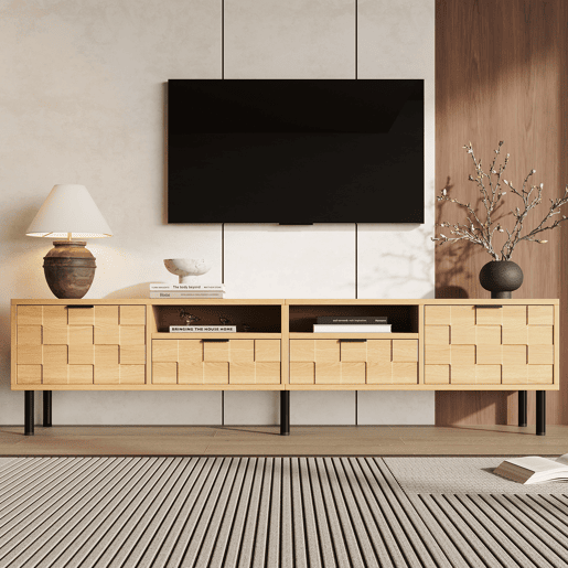 Móvel de TV 200 cm de mdf com 2 portas e 2 gavetas,natural Móvel de TV 200 cm de mdf com 2 portas e 2 gavetas,natural