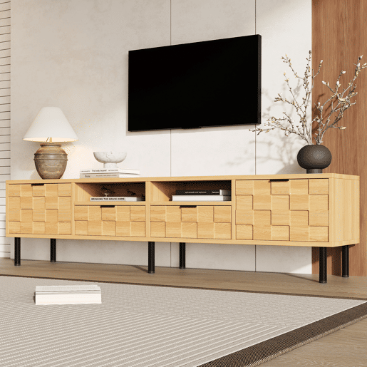 Móvel de TV 200 cm de mdf com 2 portas e 2 gavetas,natural Móvel de TV 200 cm de mdf com 2 portas e 2 gavetas,natural