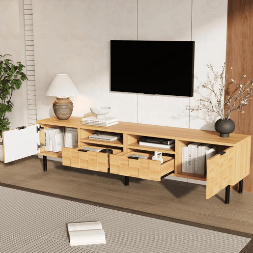 Móvel de TV 200 cm de mdf com 2 portas e 2 gavetas,natural Móvel de TV 200 cm de mdf com 2 portas e 2 gavetas,natural