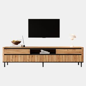 Móvel de TV 180 cm de mdf com 2 portas e 2 gavetas,madeira+preto