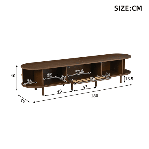 Móvel de TV 180 cm de mdf com 3 portas,noz Móvel de TV 180 cm de mdf com 3 portas,noz
