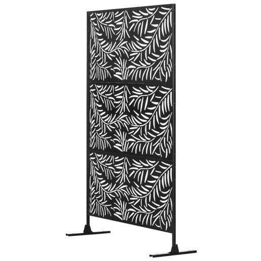 Biombo divisório com estampa de folhas de salgueiro, ideal para áreas externas como jardim, pátio e terraço, 122x45x198 cm, preto Biombo divisório com estampa de folhas de salgueiro, ideal para áreas externas como jardim, pátio e terraço, 122x45x198 cm, preto