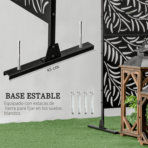 Biombo divisório com estampa de folhas de salgueiro, ideal para áreas externas como jardim, pátio e terraço, 122x45x198 cm, preto Biombo divisório com estampa de folhas de salgueiro, ideal para áreas externas como jardim, pátio e terraço, 122x45x198 cm, preto