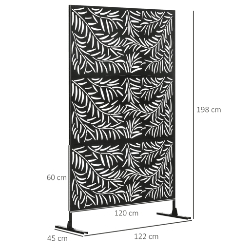Biombo divisório com estampa de folhas de salgueiro, ideal para áreas externas como jardim, pátio e terraço, 122x45x198 cm, preto Biombo divisório com estampa de folhas de salgueiro, ideal para áreas externas como jardim, pátio e terraço, 122x45x198 cm, preto