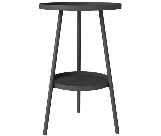 Mesa de jardín redonda de 2 niveles con bordes elevados bandeja inferior para exterior e interior ø32x51 cm negro