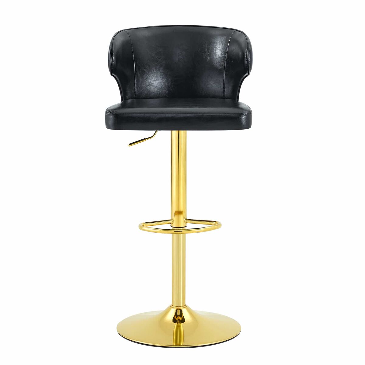 Taburetes de bar 2 unidades - altura ajustable, giratorio 360°, con respaldo y reposapiés - negro
