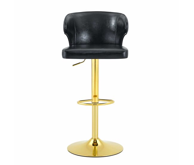Taburetes de bar 2 unidades - altura ajustable, giratorio 360°, con respaldo y reposapiés - negro