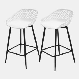 Banco de bar 48,5 x 47 x 84,5 cm - design elegante com apoio para os pés, para a cozinha e o jardim - branco