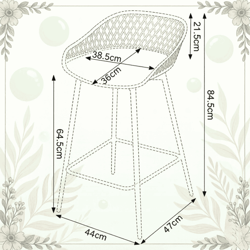 Banco de bar 48,5 x 47 x 84,5 cm - design elegante com apoio para os pés, para a cozinha e o jardim - branco Banco de bar 48,5 x 47 x 84,5 cm - design elegante com apoio para os pés, para a cozinha e o jardim - branco