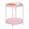 Mesa auxiliar redonda 44x44x53 cm u2014 com espaço de arrumação e estilo moderno u2014 rosa