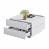 Mesa de centro quadrada com rotação de 360° - com 2 gavetas - 60x60x38 cm - Branco