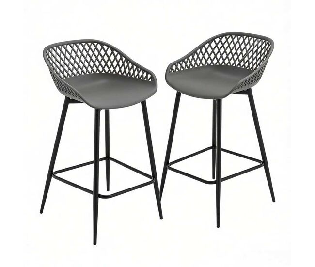 Taburete de bar 48,5x47x84,5 cm - con reposapiés, para cocina y jardín - gris